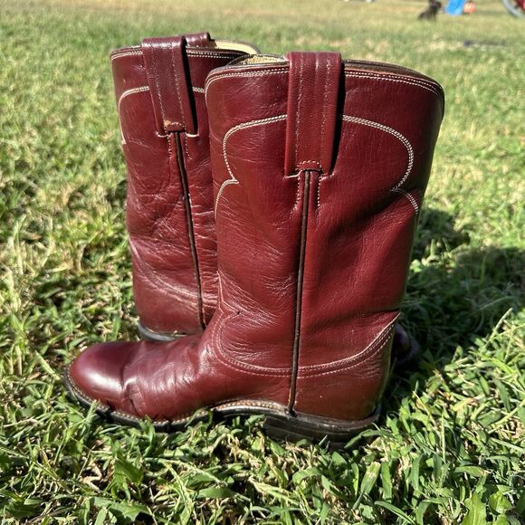 Vintage Tony Lama Roper Boots Womens Size 4.5 B Red Taylor Swift Rodeo Workwear - Picture 7 of 12